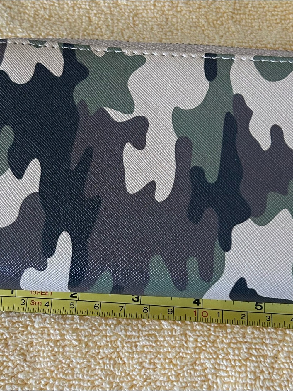 NWT Faux Leather Camo Print Wallet/Clutch in Green, Black & Cream